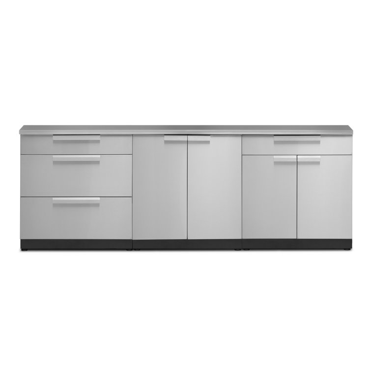 96" Stainless Steel Modular Outdoor Kitchen Cabinet Set with Countertop