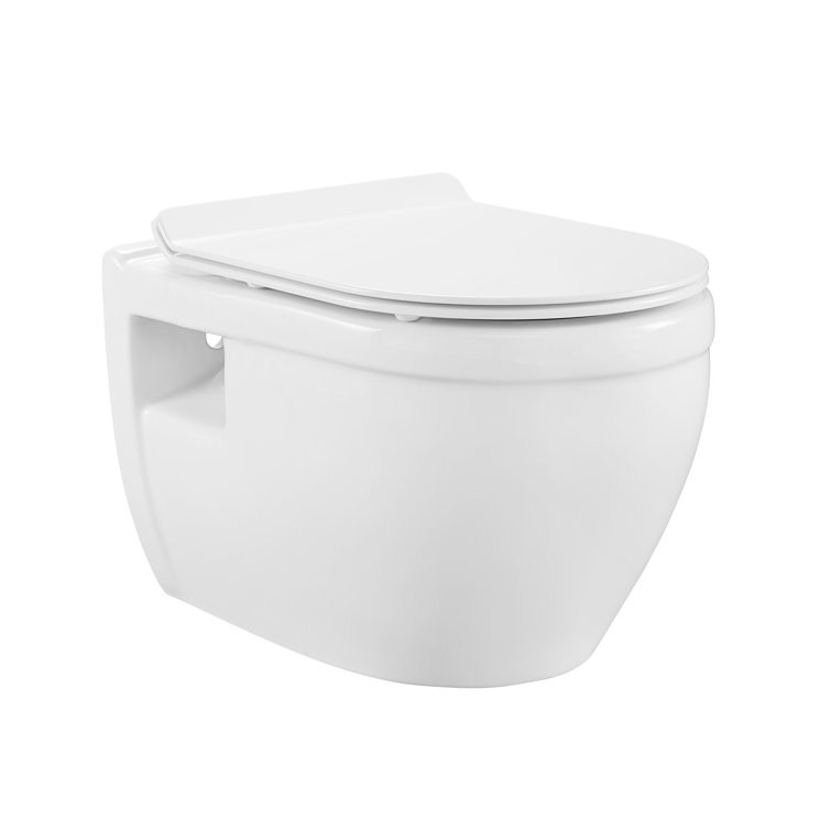 Ivy Glossy White Wall-Hung Elongated Toilet Bowl