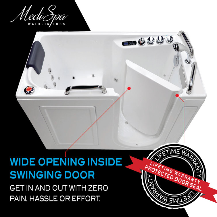 Arctic White Walk-In Acrylic Bathtub with Hydrotherapy Jets