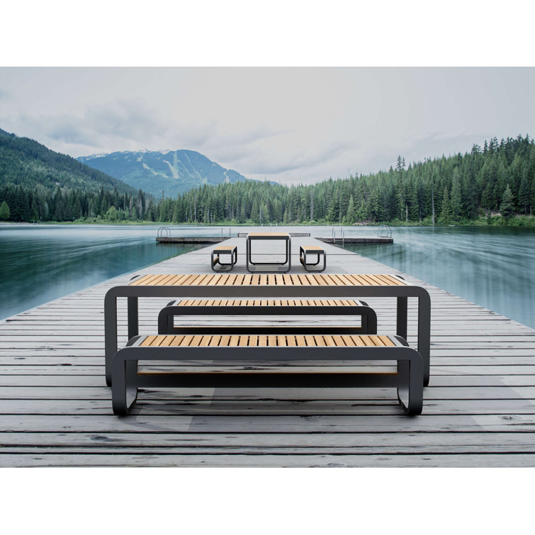 Monza 93" Teak and Aluminum Outdoor Dining Set