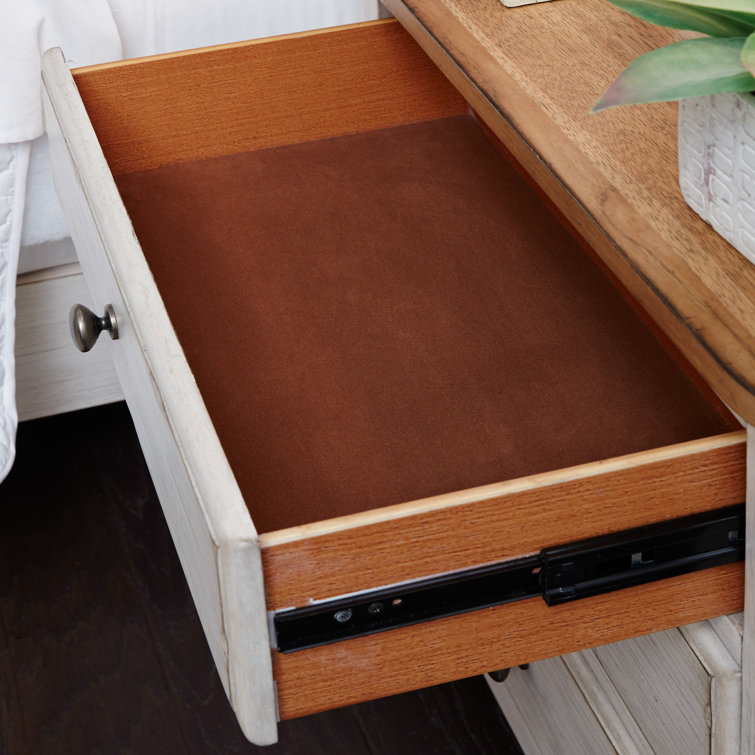 Transitional Antique White 3-Drawer Nightstand with Charging Station
