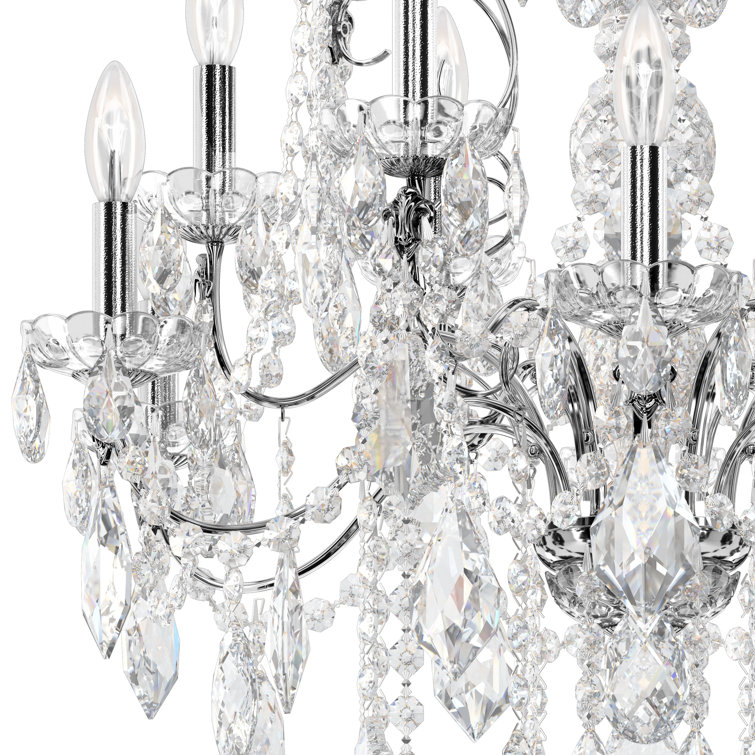Polished Silver 12-Light Crystal Chandelier