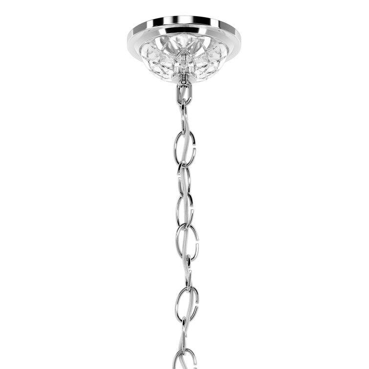 Polished Silver 12-Light Crystal Chandelier