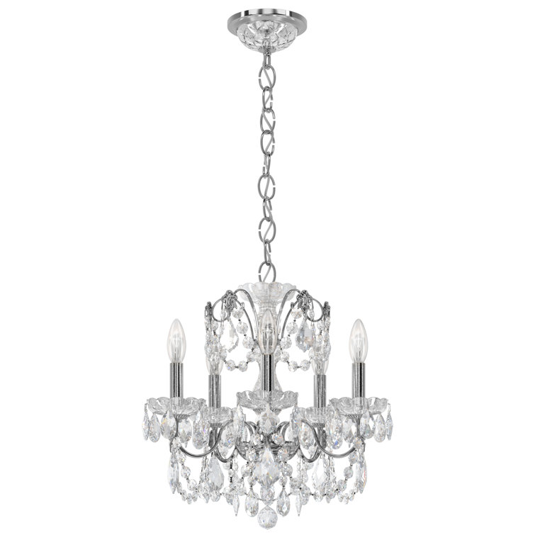 Elegant Century 5-Light Polished Silver Crystal Chandelier