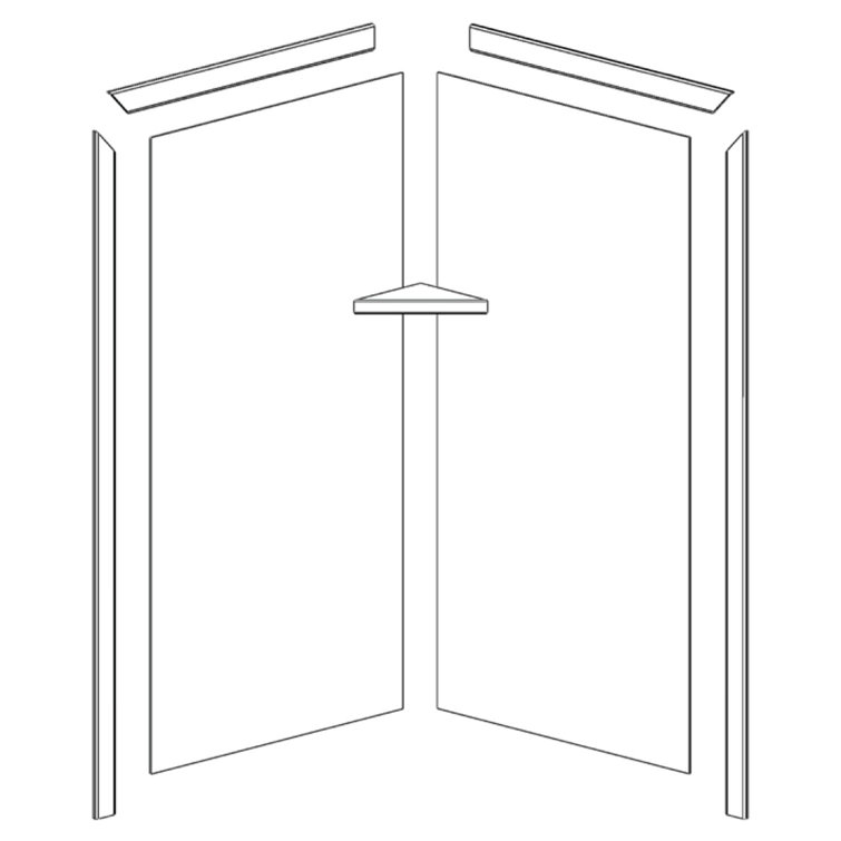 Splendor White 40" x 40" x 80" Corner Shower Kit