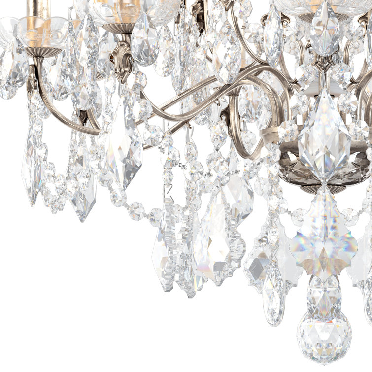 Antique Silver 9-Light Chandelier with Clear Heritage Crystal