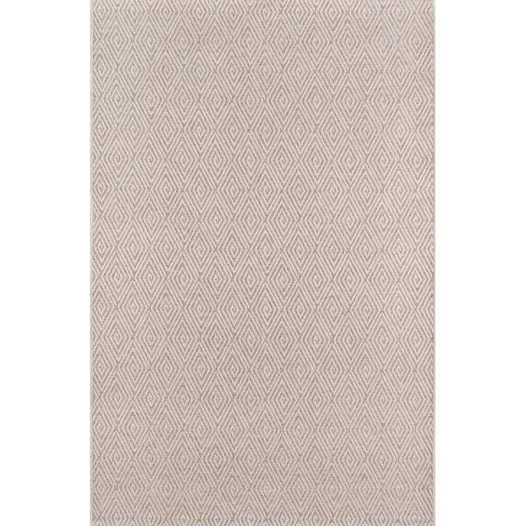 Natural Geometric Hand-knotted Wool and Synthetic Rug, 5' x 7'