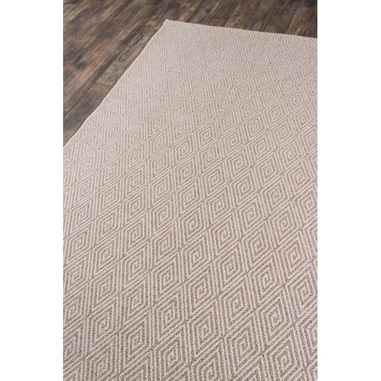 Natural Geometric Hand-knotted Wool and Synthetic Rug, 5' x 7'