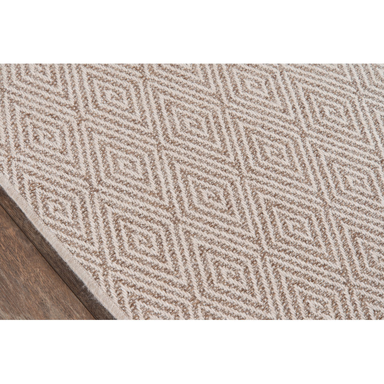 Natural Geometric Hand-knotted Wool and Synthetic Rug, 5' x 7'