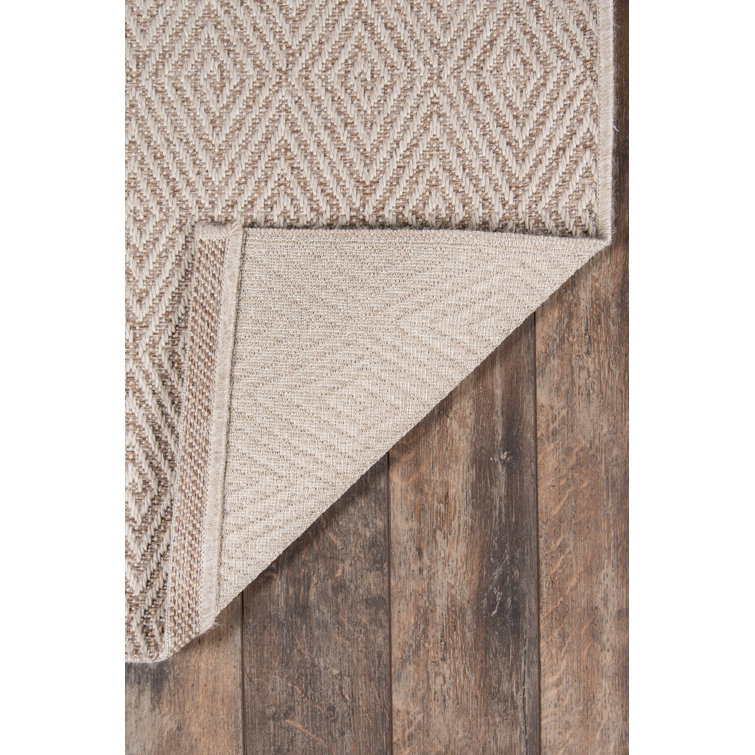 Natural Geometric Hand-knotted Wool and Synthetic Rug, 5' x 7'