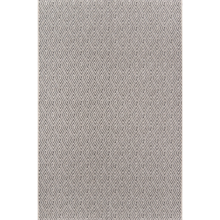 Handmade Charcoal Geometric Wool and Synthetic Rug 2' x 3'