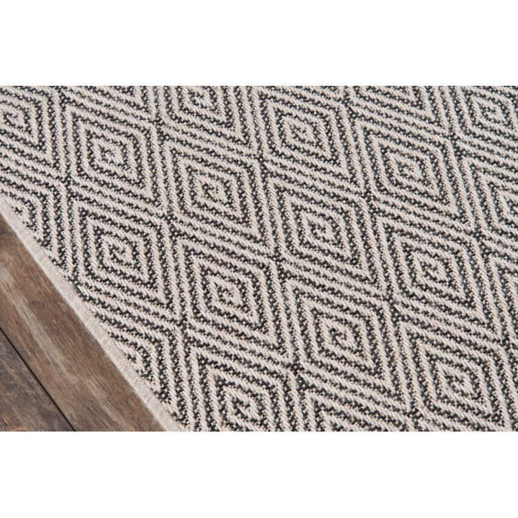 Handmade Charcoal Geometric Wool and Synthetic Rug 2' x 3'
