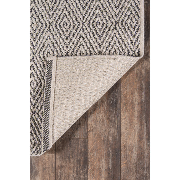 Handmade Charcoal Geometric Wool and Synthetic Rug 2' x 3'