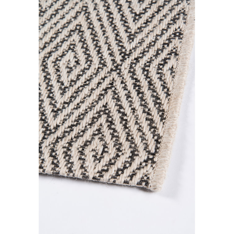 Handmade Charcoal Geometric Wool and Synthetic Rug 2' x 3'