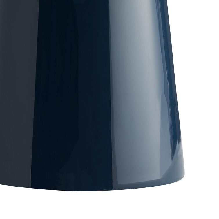 Bell-Shaped Navy Lacquer Round Glass End Table