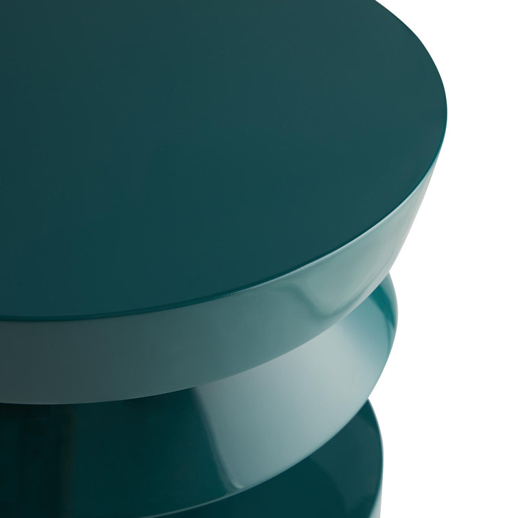 Peacock Lacquer Round Acrylic Swirl Side Table