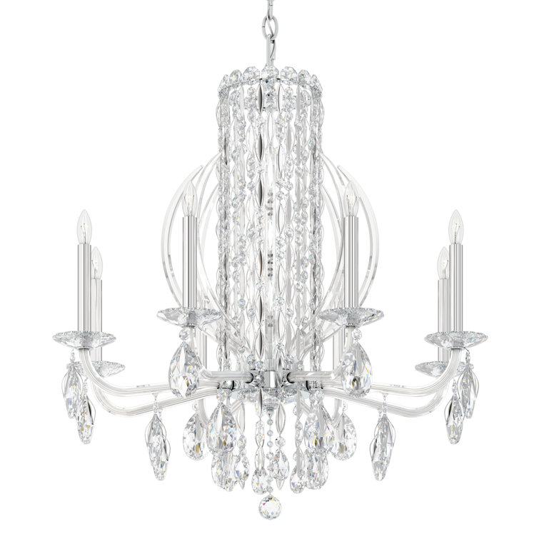 Sarella Polished Stainless Steel 8-Light Traditional Chandelier with Clear Heritage Crystal