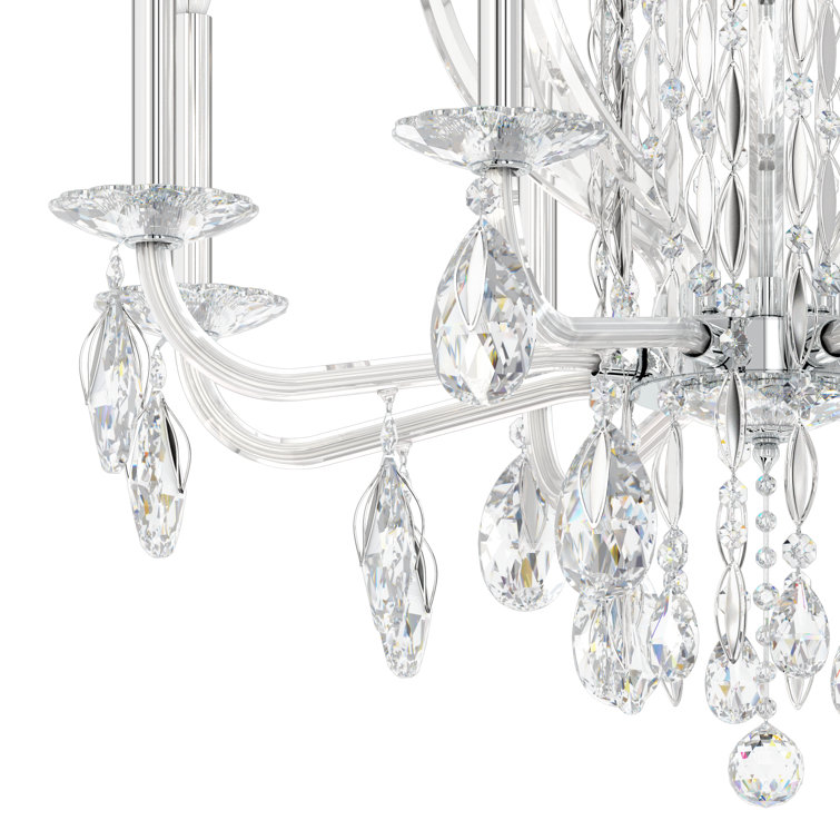 Sarella Polished Stainless Steel 8-Light Traditional Chandelier with Clear Heritage Crystal