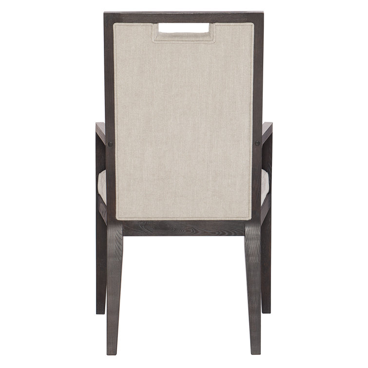 Ashwood Transitional Upholstered Arm Chair in Cerused Mink and Gray