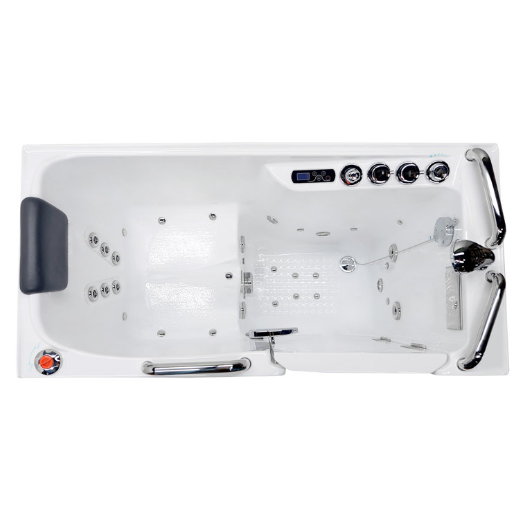 Arctic White Walk-In Acrylic Bathtub with Hydrotherapy Jets