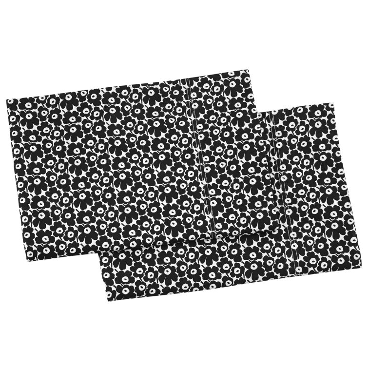 Black and White Cotton Floral Standard Pillowcase Pair
