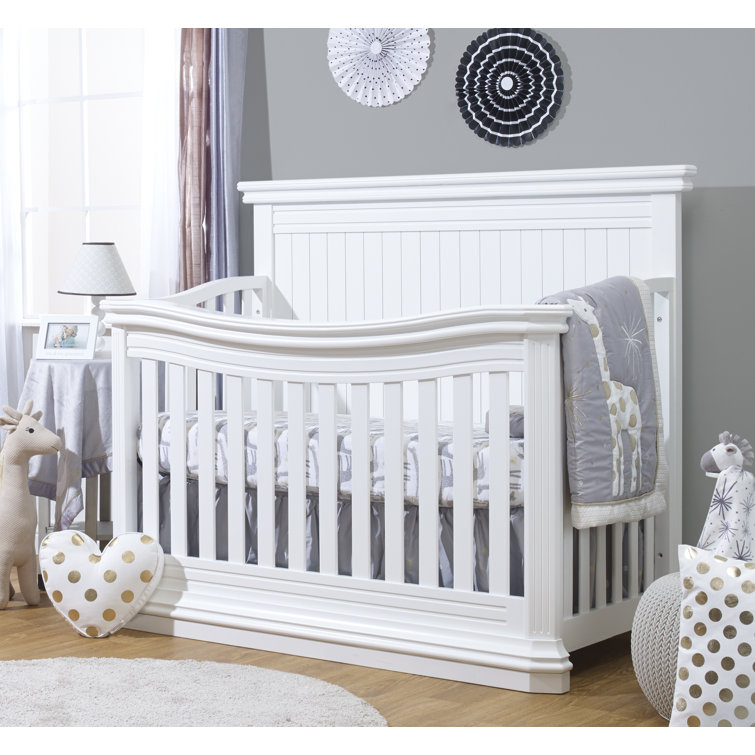 White Pine Wood 4-in-1 Convertible Crib with Slatted Design