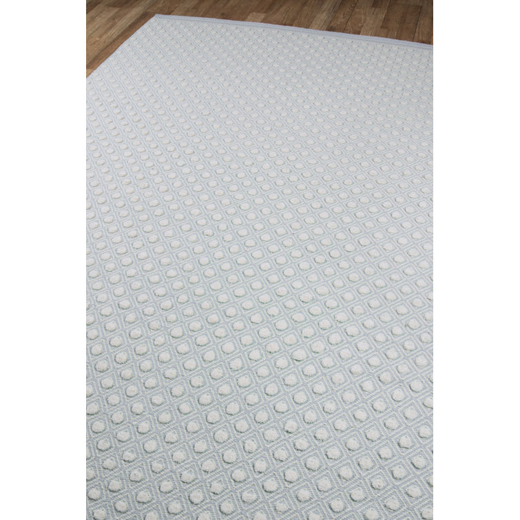 Skye Soft Diamond Handwoven Wool Rug, Blue and Beige, 7'6" x 9'6"