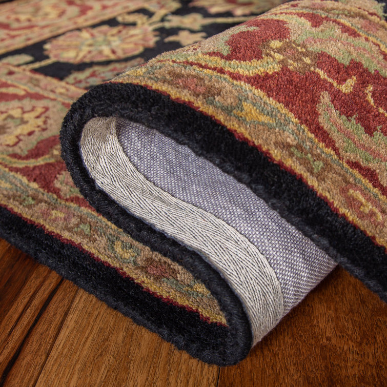 Redwood Hand Tufted Wool Black and Rust Red Oriental Rug