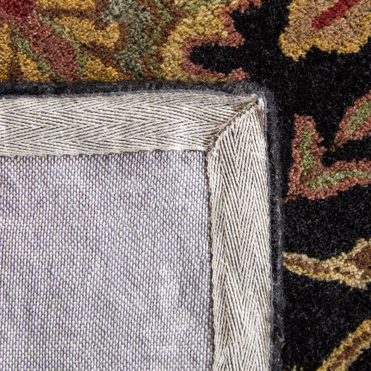 Redwood Hand Tufted Wool Black and Rust Red Oriental Rug