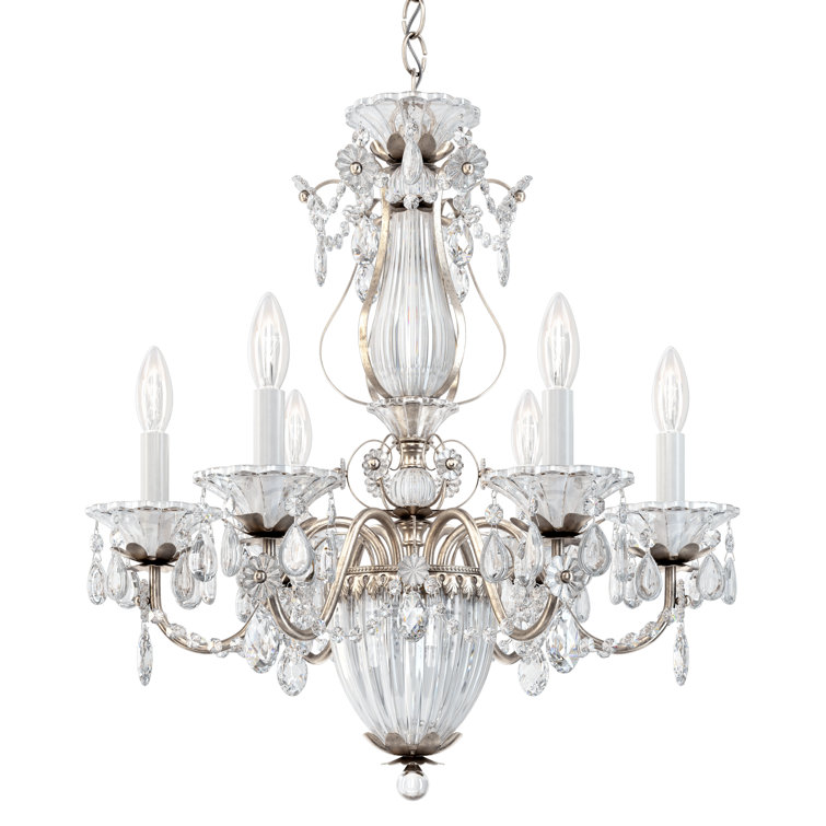 Elysian Antique Silver 6-Light Chandelier with Clear Heritage Crystal