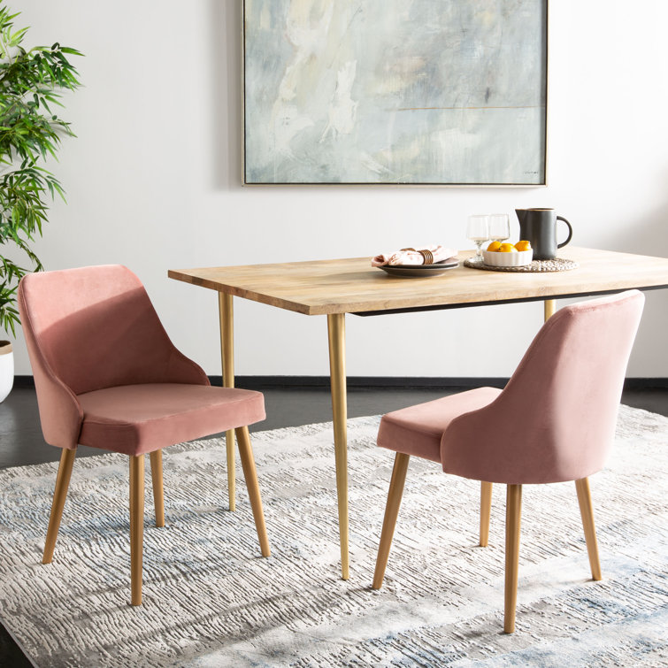 Dusty Rose Velvet Upholstered Side Chair with Gold Legs