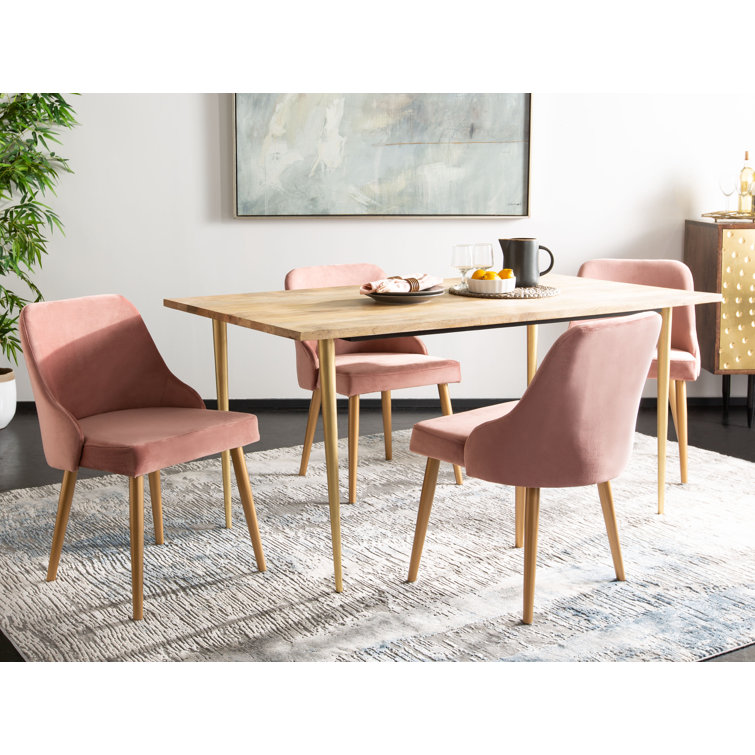 Dusty Rose Velvet Upholstered Side Chair with Gold Legs