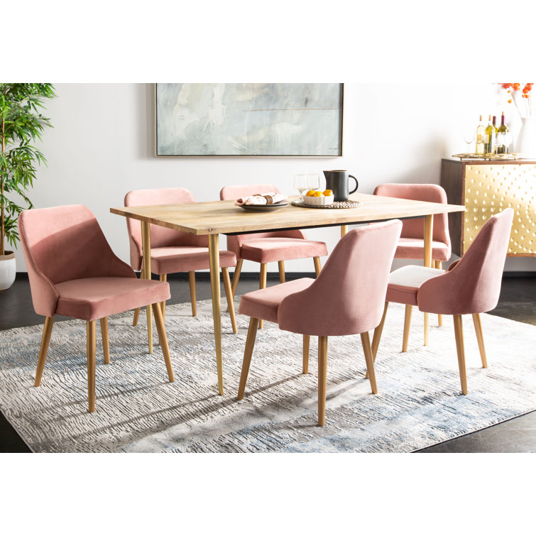 Dusty Rose Velvet Upholstered Side Chair with Gold Legs
