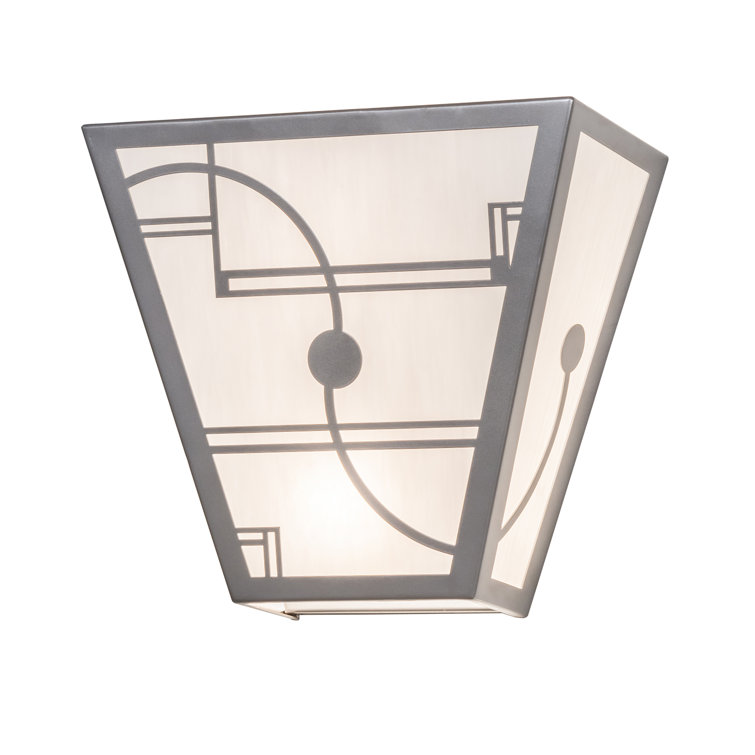 Art Deco Nickel Finish Wall Sconce with White Glass Panels