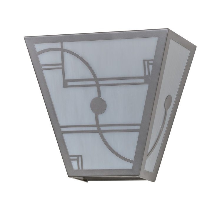 Art Deco Nickel Finish Wall Sconce with White Glass Panels