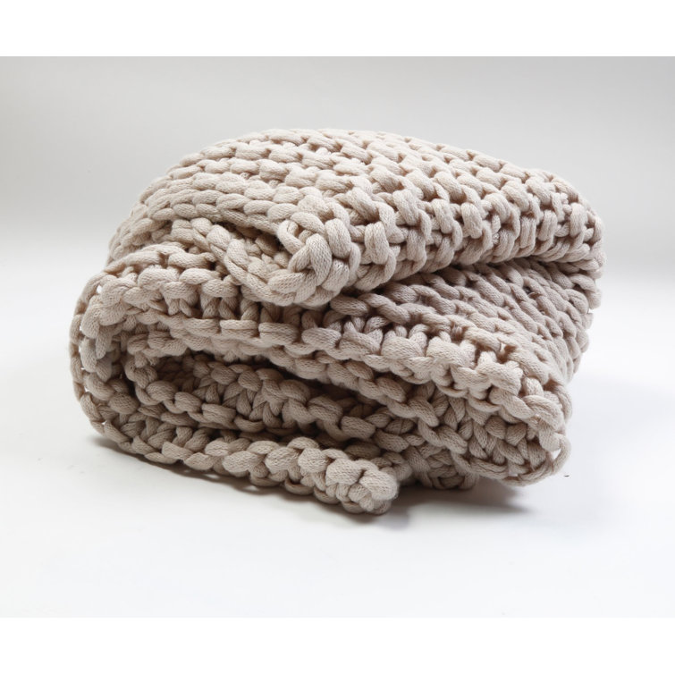 Finn Extra Chunky Hand-Knit Organic Throw - Taupe 60x50