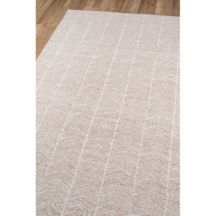 Modern Tribal Chevron Flatweave Rug in Soft Brown, 7'6" x 9'6"