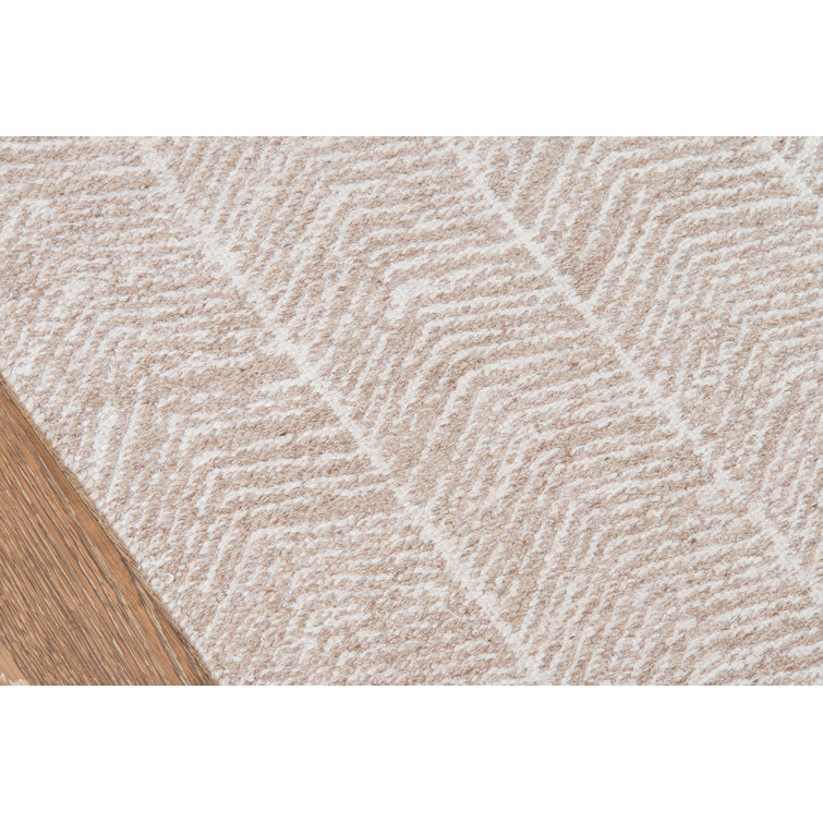 Modern Tribal Chevron Flatweave Rug in Soft Brown, 7'6" x 9'6"