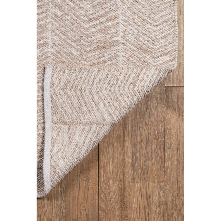 Modern Tribal Chevron Flatweave Rug in Soft Brown, 7'6" x 9'6"