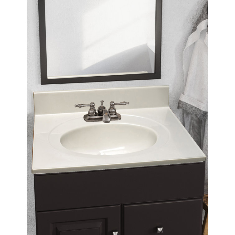 25-Inch Ivory Swirl Cultured Marble Vanity Top with Backsplash