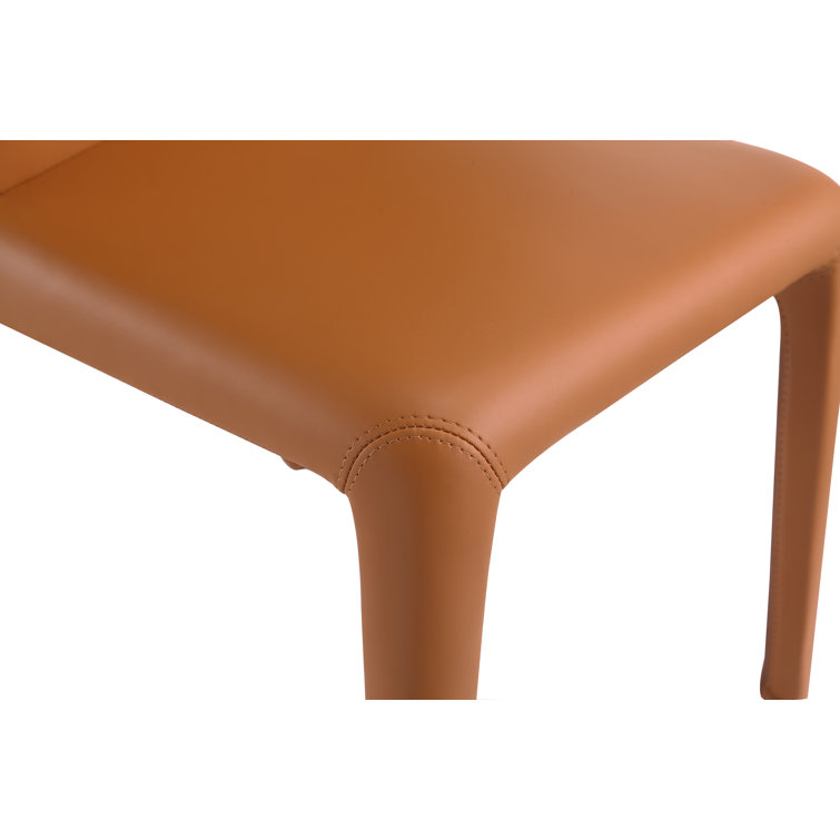 Saddle Faux Leather Upholstered Side Chair with Metal Legs