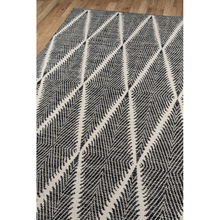 Handmade Black and Gray Diamond Geometric Rectangle Rug 6' x 9'