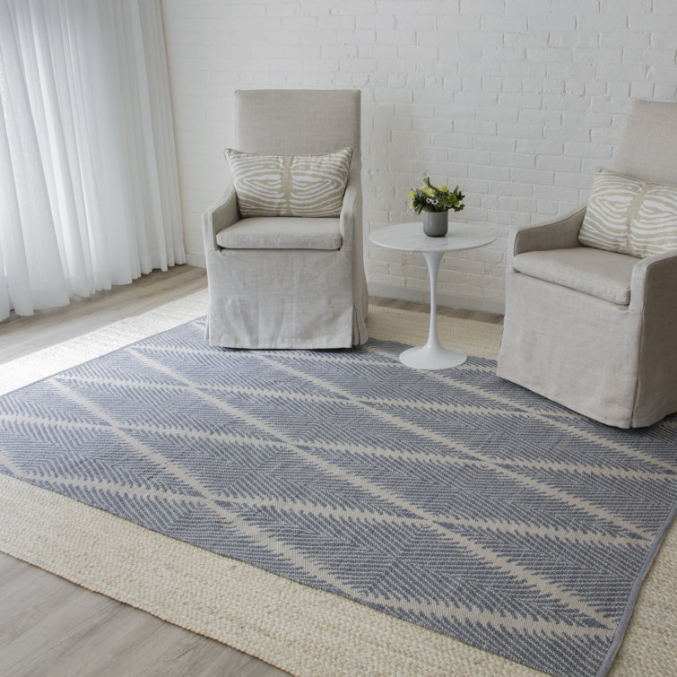 Denim and White Diamond Pattern Rectangular Area Rug