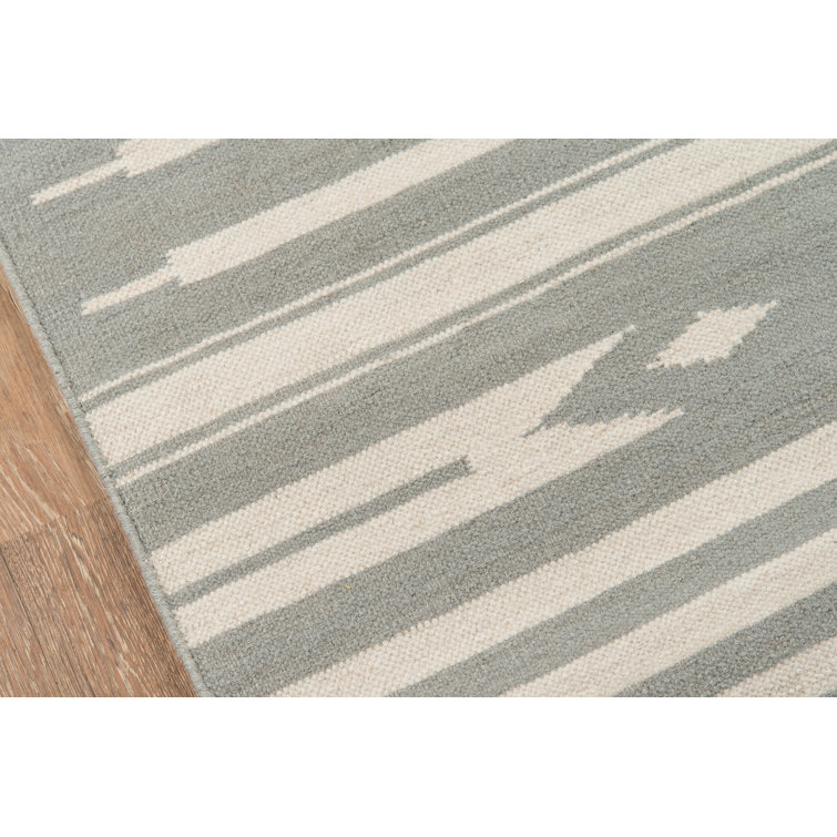 Gray Geometric Wool Flat Woven Area Rug 8' x 10'