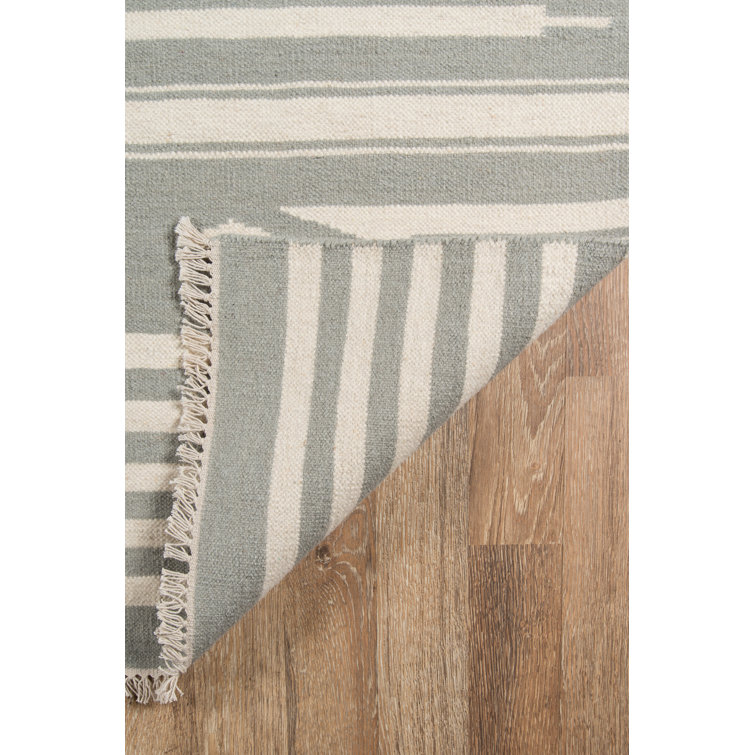 Gray Geometric Wool Flat Woven Area Rug 8' x 10'