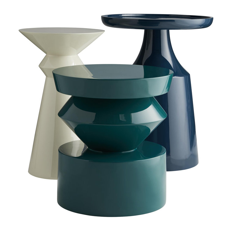 Peacock Lacquer Round Acrylic Swirl Side Table