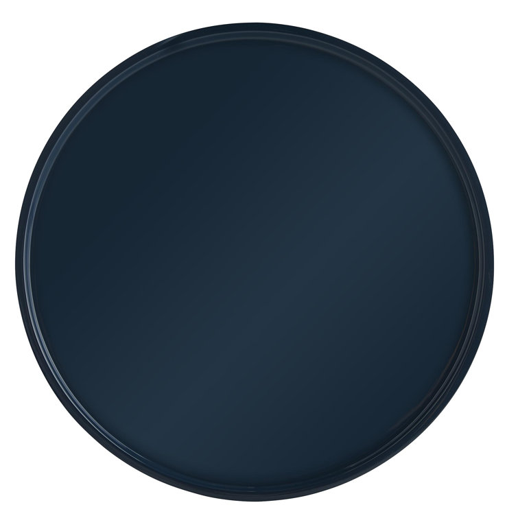 Bell-Shaped Navy Lacquer Round Glass End Table