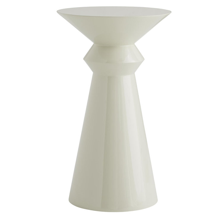 White Round Acrylic Pedestal Base Side Table