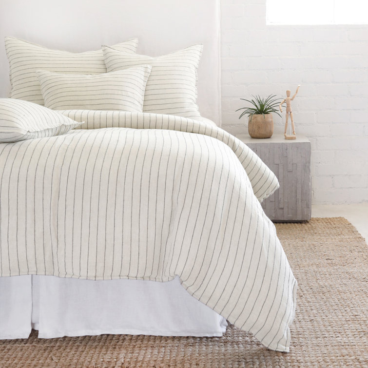 Blake Cream and Grey Cotton Queen Duvet Cover