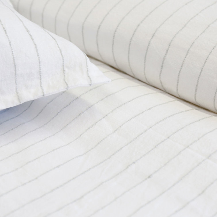 Blake Linen Queen Duvet Cover in Flax and Midnight